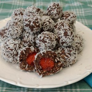 Chokladbollar med jordgubbar