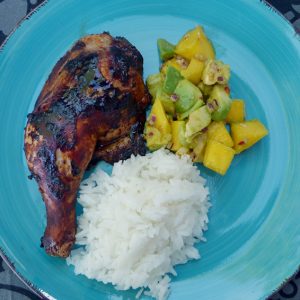 Sticky chicken med mango- och avokadosallad